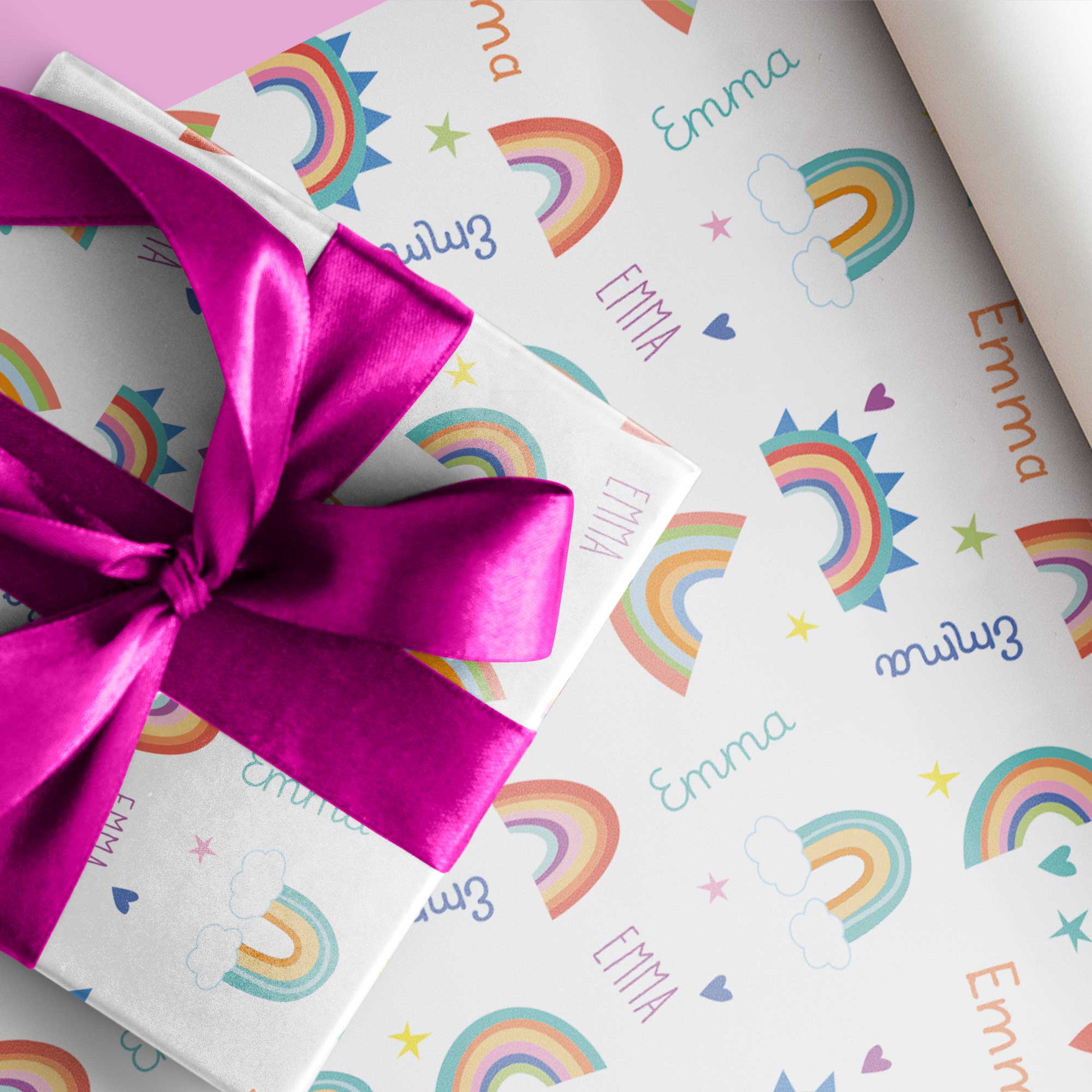 Personalisierbares Geschenkpapier Kindergeburtstag *Name + Alter *Regenbogen