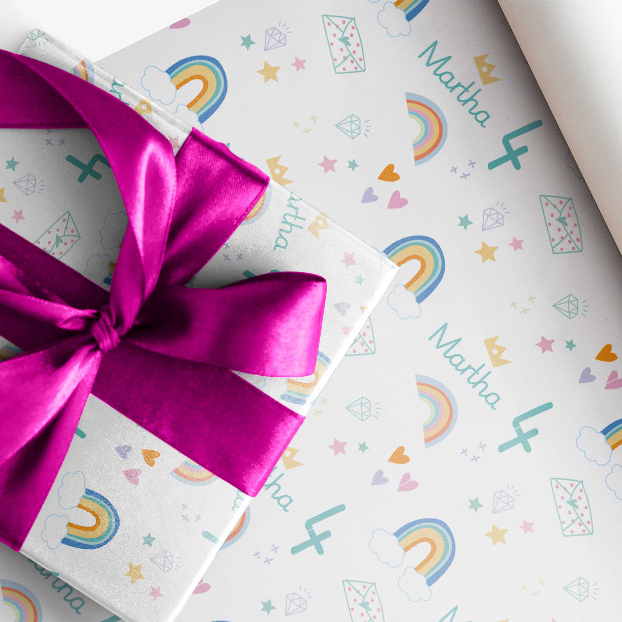 Personalisierbares Geschenkpapier Kindergeburtstag *Name + Alter *Regenbogen *Pastell