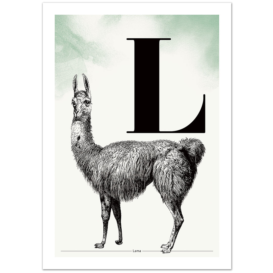 Personalisierbar: Buchstabe L wie Lama