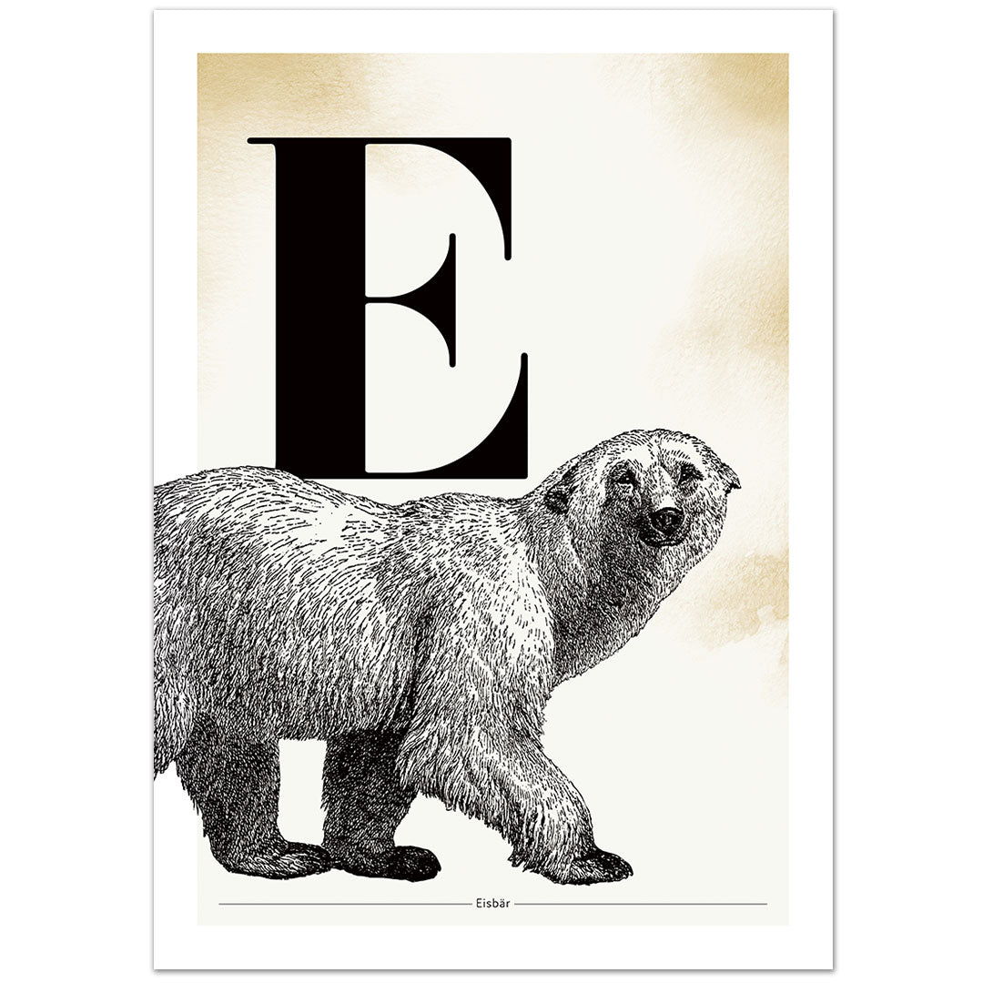 Personalisierbar: Buchstabe E wie Eisbär