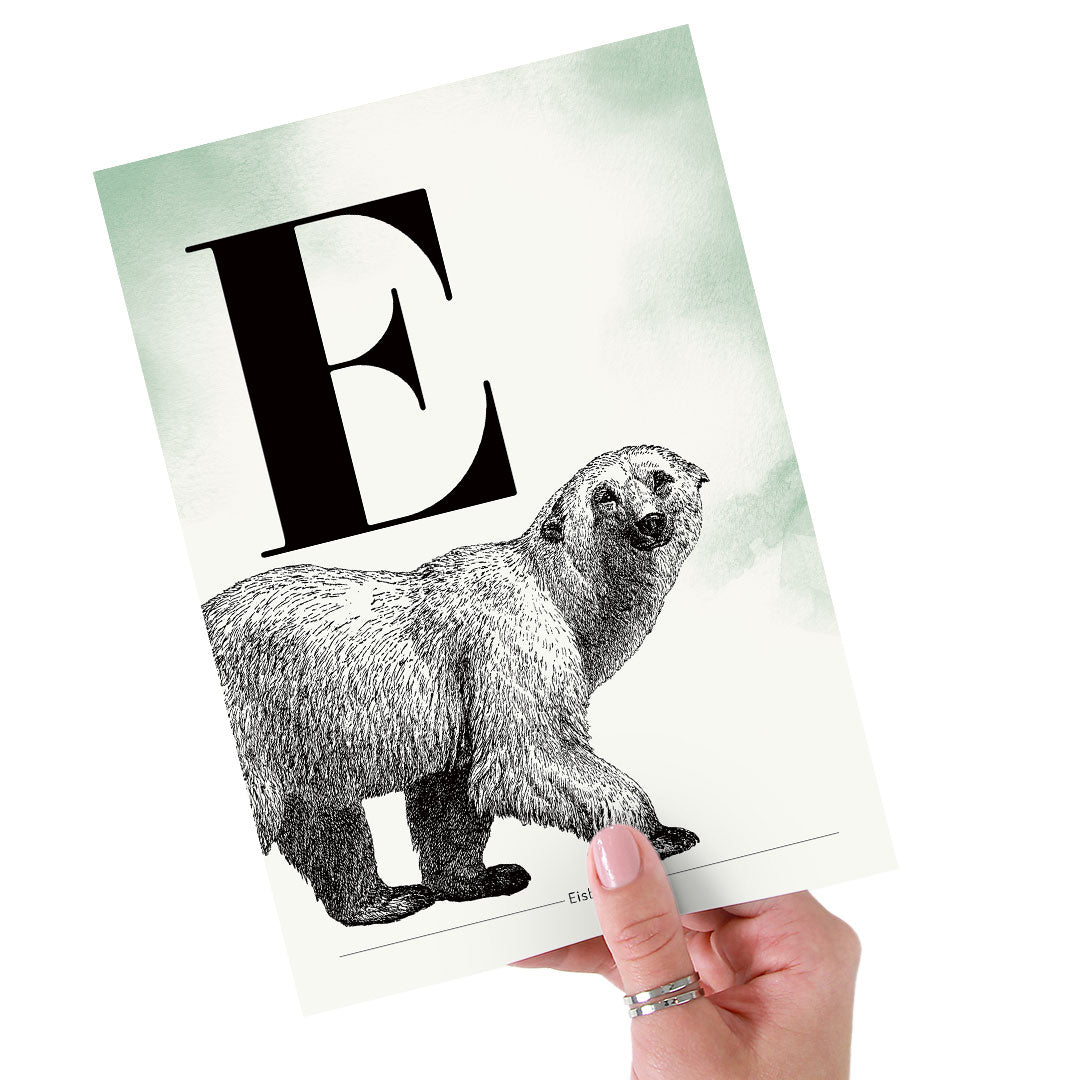 Personalisierbar: Buchstabe E wie Eisbär